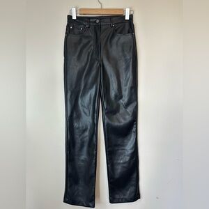 Avec Les Files Faux Leather Straight Leg Pants